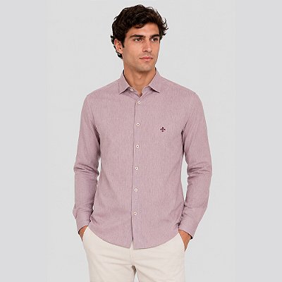 Camisa Slim Dudalina Slim Tricoline Pr27 Bordô Masculino