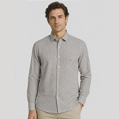 Camisa Slim Dudalina Slim Tricoline Xad Pr27 Bege Masculino