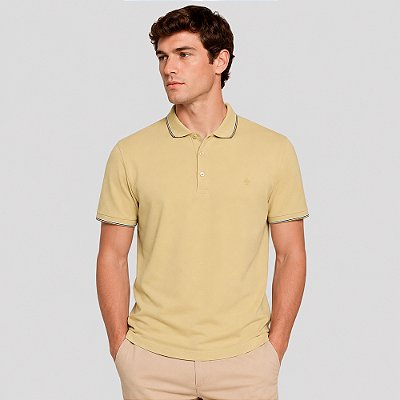 Camisa Polo Dudalina Frisos Degradê Pr27 Amarelo Masculino