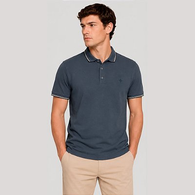 Camisa Polo Dudalina Frisos Degrade Pr27 Cinza Masculino