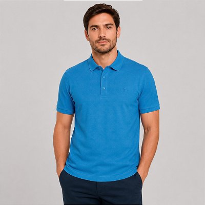 Camisa Polo Dudalina Essential Color Pr27 Azul Masculino