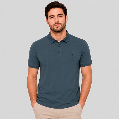 Camisa Polo Dudalina Flex Jacquard Pr27 Azul Masculino