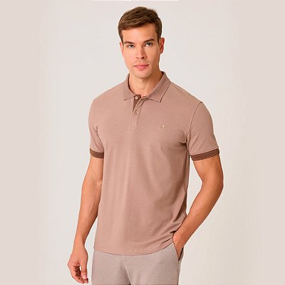 Camisa Polo Dudalina Flex Jacquard Pr27 Bege Masculino