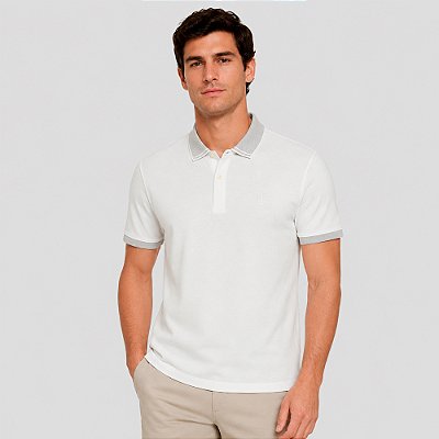 Camisa Polo Dudalina Piquet Binada Pr27 Off White Masculino