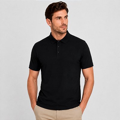 Camisa Polo Dudalina Malha Tech Texture Pr27 Preto Masculino