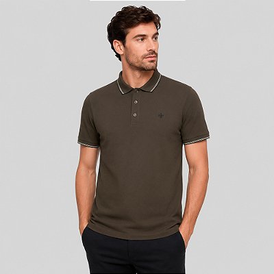 Camisa Polo Dudalina Frisos Degrade Pr27 Marrom Masculino
