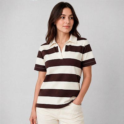 Camisa Polo Dudalina Fabiola Pr27 Marrom Feminino