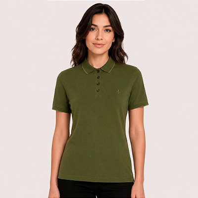 Camisa Polo Dudalina Isis Pr27 Verde Feminino