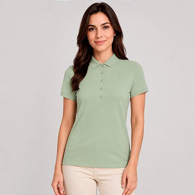 Camisa Polo Dudalina Classic Pr27 Verde Feminino