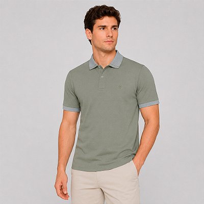 Camisa Polo Dudalina Piquet Binada Pr27 Verde Masculino