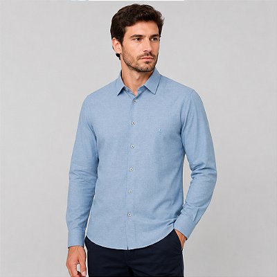 Camisa Dudalina Milano Oxford Pr27 Azul Masculino