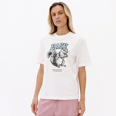 Camiseta Easy Lança Perfume Oversize Pr27 Off White Feminino