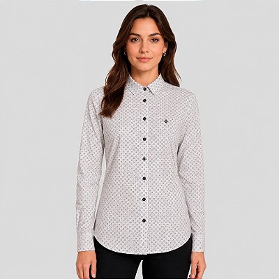 Camisa Slim Dudalina Slim Floral Pr27 Rosa Feminino