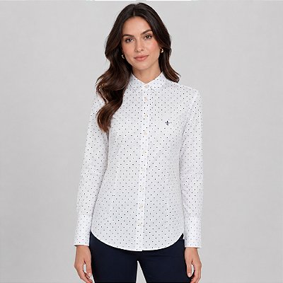 Camisa Slim Dudalina Poa Pr27 Branco Feminino
