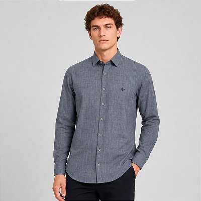 Camisa Dudalina Comfort Flame Pr27 Marinho Masculino