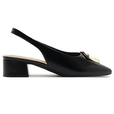Sapatilha Anacapri Slingback Salto Bloco Preto Feminino