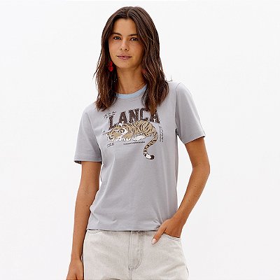 Camiseta Lança Perfume Regular Estampa Pr27 Cinza Feminino