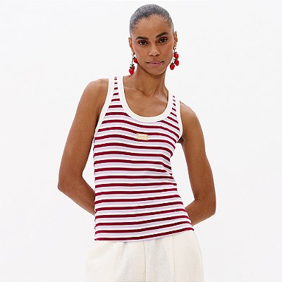 Regata Lança Perfume Listrada Nadador Pr27 Vermelho Feminino