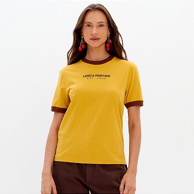 Camiseta Lança Perfume Regular Estampa Pr27 Amarelo Feminino