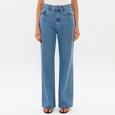 Calça Jeans Lança Perfume Reta High Pr27 Azul Feminino