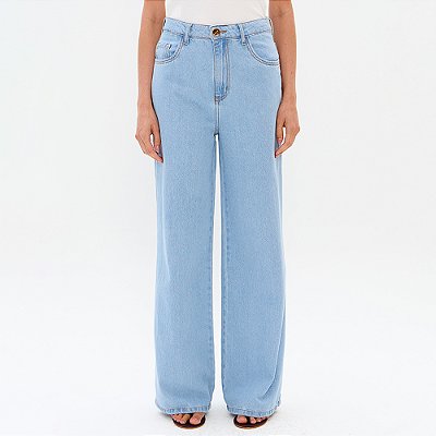 Calça Jeans Lança Perfume Wide Leg High Pr27 Azul Feminino
