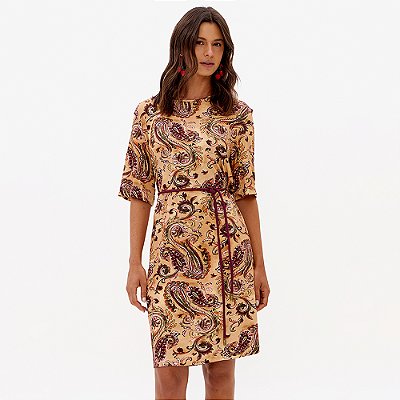 Vestido Curto Lança Perfume Malha Viscose Pr27 Bege Feminino