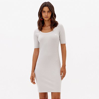 Vestido Curto Lança Perfume Canelado Pr27 Cinza Feminino