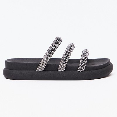 Chinelo Slide Easy Lança Perfume Tiras Pr27 Preto Feminino
