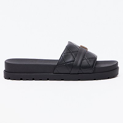 Chinelo Slide Easy Lança Perfume Metal Pr27 Preto Feminino