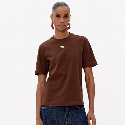 Camiseta Lança Perfume Sl Placa Pr27 Marrom Feminino