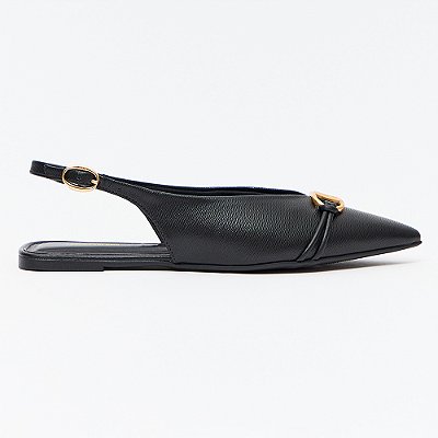 Sapatilha Lança Perfume Slingback Bico Pr27 Preto Feminino