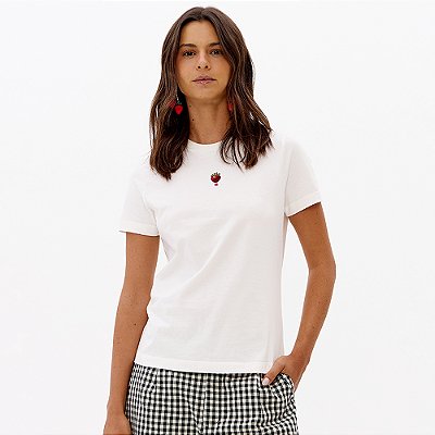 Camiseta Babylook Lança Perfume Bord Pr27 Off White Feminino