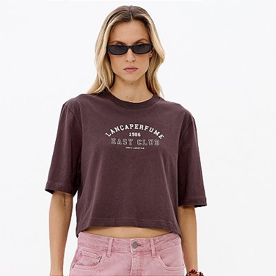 Camiseta Cropped Easy Lança Perfume Est Pr27 Marrom Feminino