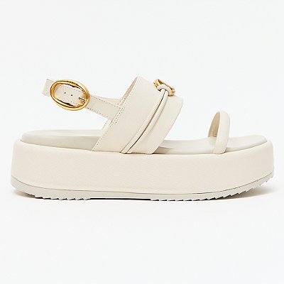 Sandália Anabela Lança Perfume Flat Elo Pr27 Bege Feminino