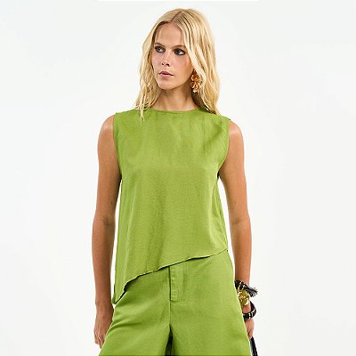 Blusa Colcci Linho Pr27 Verde Feminino