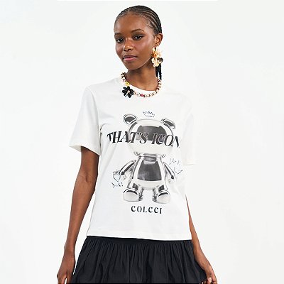 Camiseta Colcci Estampada Pr27 Off White Feminino