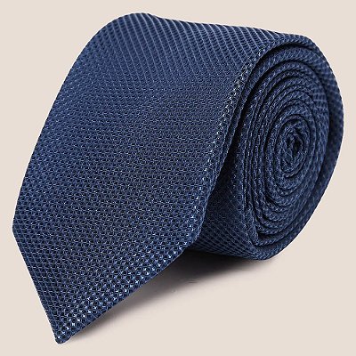 Gravata Seda Dudalina Maquinetado Pr27 Azul Masculino