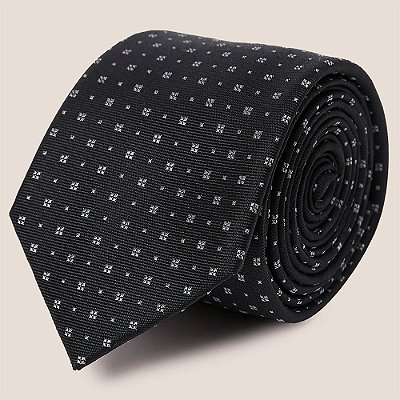 Gravata Seda Dudalina Maquinetada Pr27 Preto Masculino