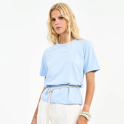 Camiseta Colcci Strass Pr27 Azul Feminino