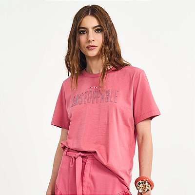 Camiseta Colcci Unstoppable Pr27 Rosa Feminino