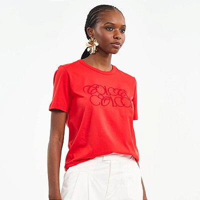 Camiseta Colcci Letter Pr27 Vermelho Feminino