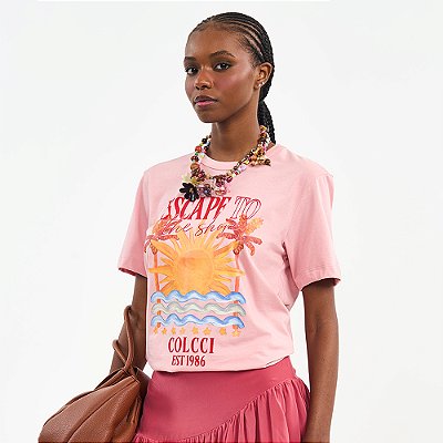 Camiseta Colcci Estampada Pr27 Rosa Feminino