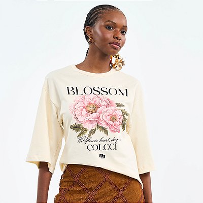 Camiseta Colcci Estampada Pr27 Bege Feminino