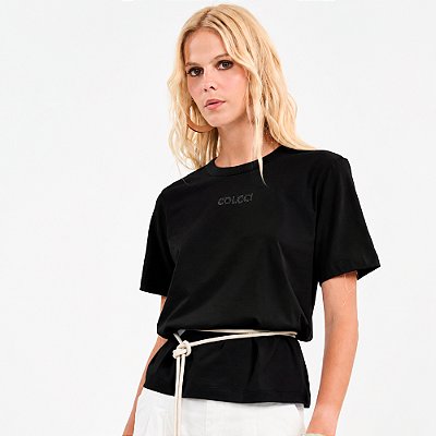 Camiseta Colcci Strass Pr27 Preto Feminino