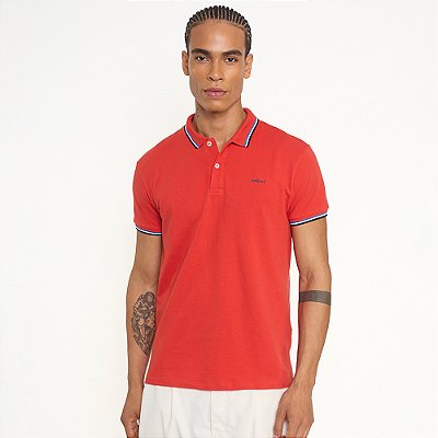 Camisa Polo Colcci Triple Line Pr27 Vermelho Masculino