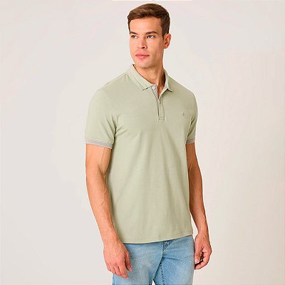 Camisa Polo Dudalina Jacquard Pr27 Verde Masculino