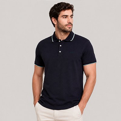 Camisa Polo John John 2 Lines Ve27 Marinho Masculino