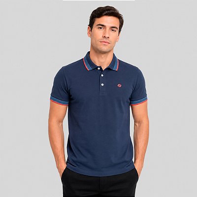 Camisa Polo Colcci Faixa Iconic Pr27 Marinho Masculino