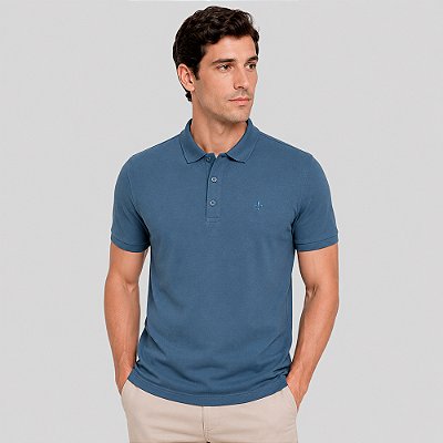 Camisa Polo Dudalina Essential Ve27 Azul Masculino