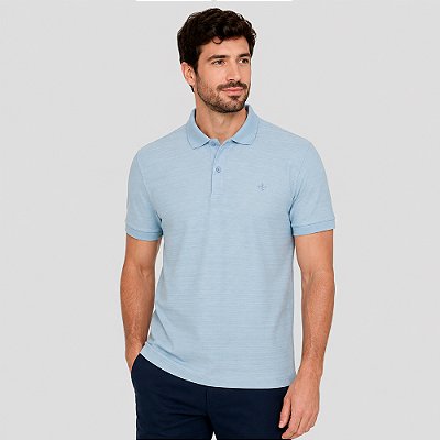 Camisa Polo Dudalina Jacquard Ve27 Azul Masculino